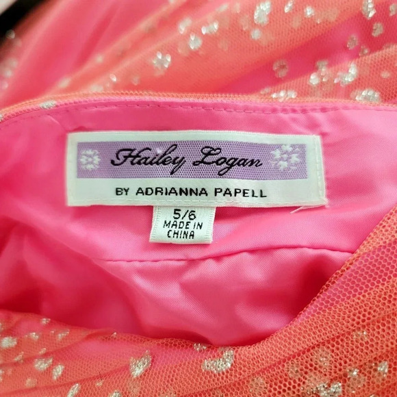 Hailey Logan Adrianna Papell Hot Pink Barbie Sleeveless Glittter Gown Dress 5/6 - Picture 14 of 16
